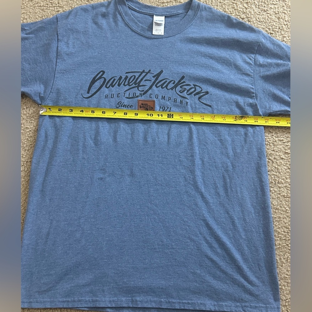 Barret Jackson Auction Company Size Large Blue Short Sleeve Gildan Tag T-Shirt - Picture 5 of 7
